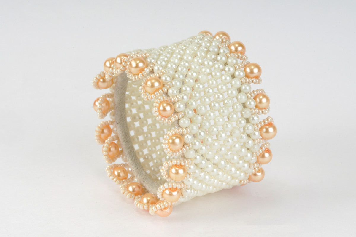 Eternal Queen Pearl Bangle for Girls – Regal White & Beige Pearls