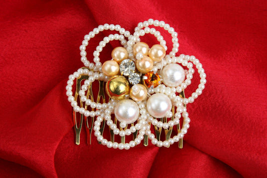 Blooming Jewel Hair Comb for Girls - Pearls & Diamonds for Grace