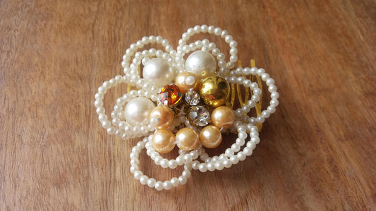 Blooming Jewel Hair Comb for Girls - Pearls & Diamonds for Grace