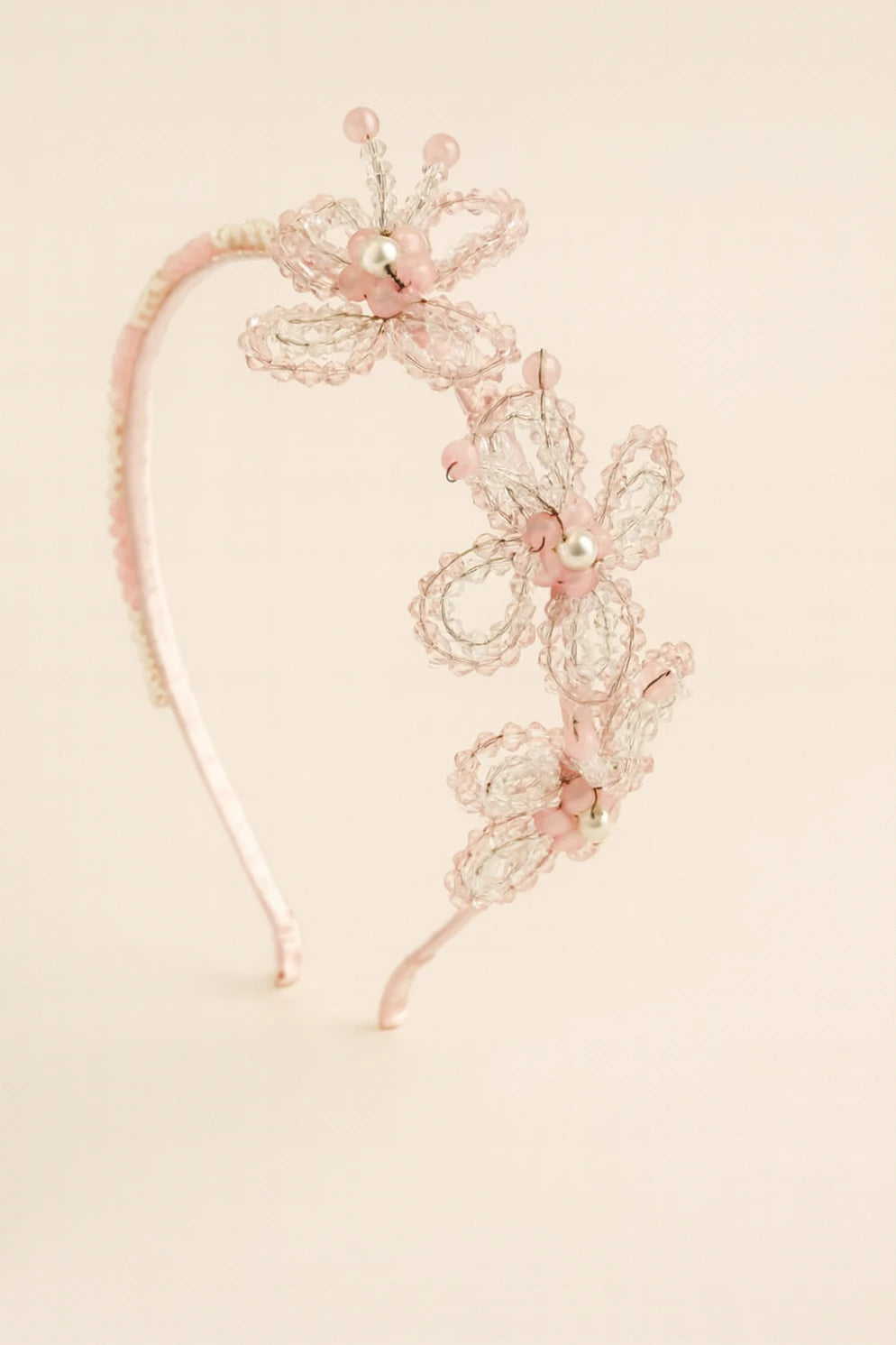 Choko Handmade Butterfly Beaded Hairband for Girls - Light Pink - Choko