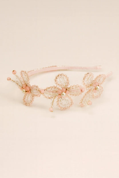 Choko Handmade Butterfly Beaded Hairband for Girls - Light Pink - Choko