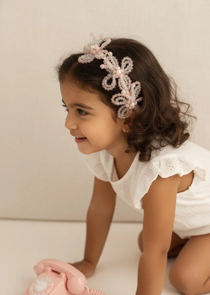 Choko Handmade Butterfly Beaded Hairband for Girls - Light Pink - Choko