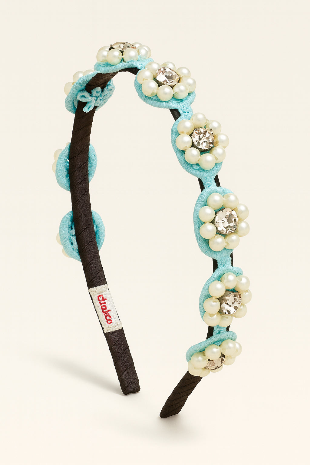 Choko Beaded Floral Pearl Hairband for Girls — Blue - Choko