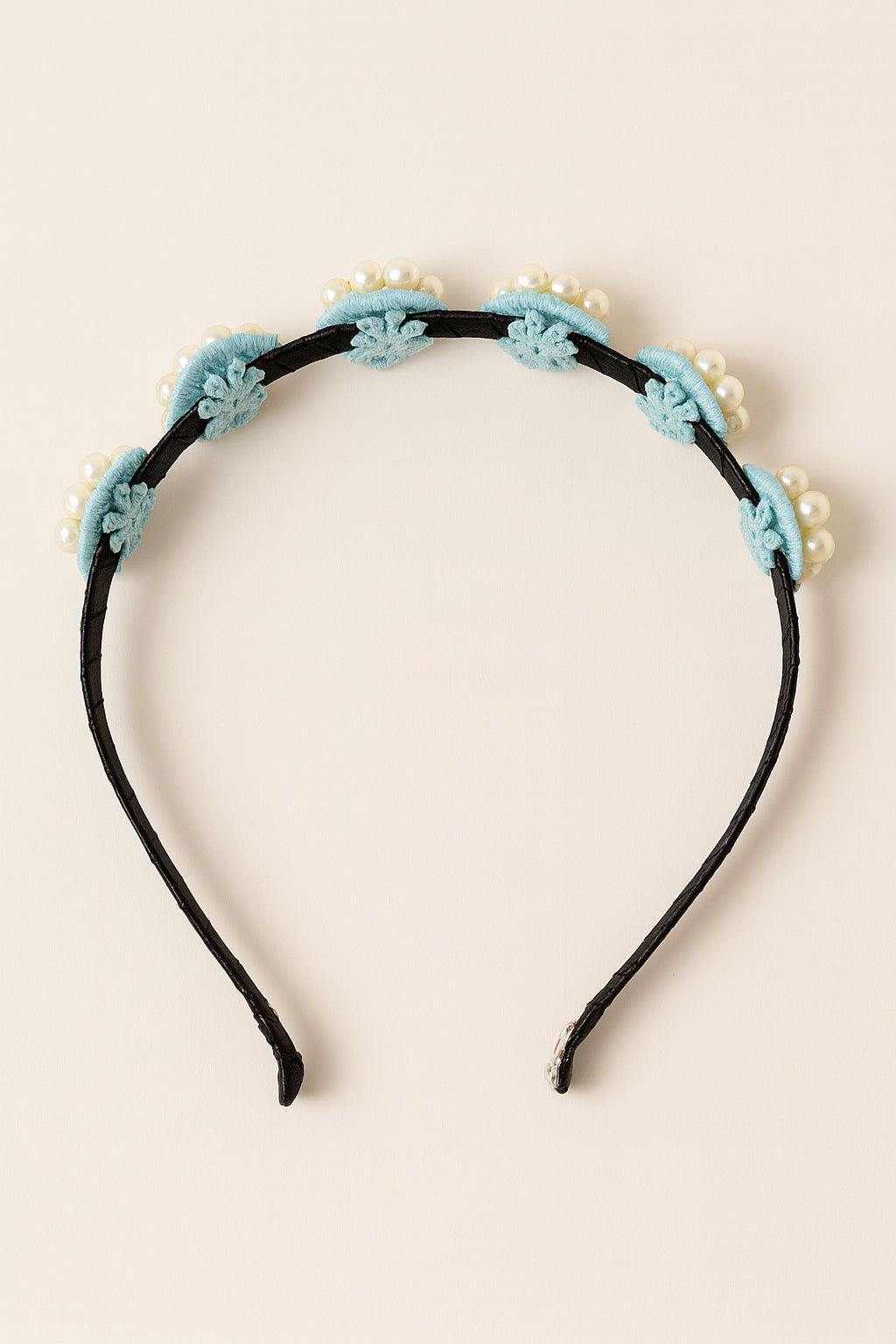 Choko Beaded Floral Pearl Hairband for Girls — Blue - Choko