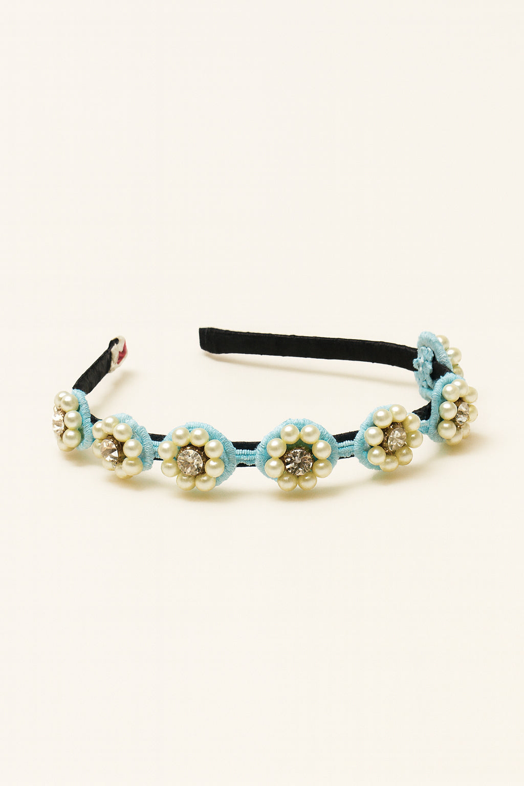 Choko Beaded Floral Pearl Hairband for Girls — Blue - Choko