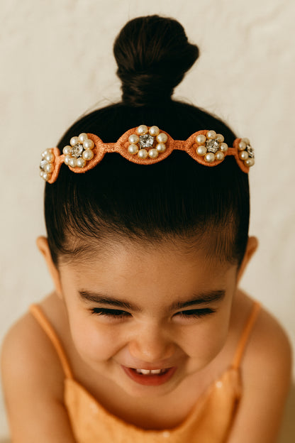 Choko Beaded Floral Pearl Hairband for Girls - Pink - Choko