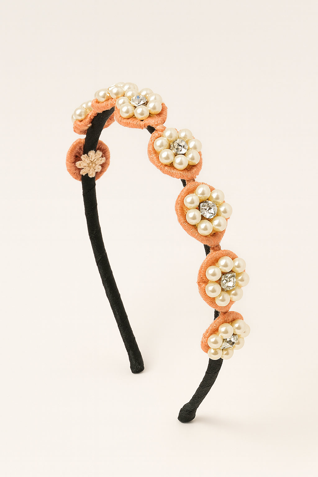 Choko Beaded Floral Pearl Hairband for Girls - Pink - Choko