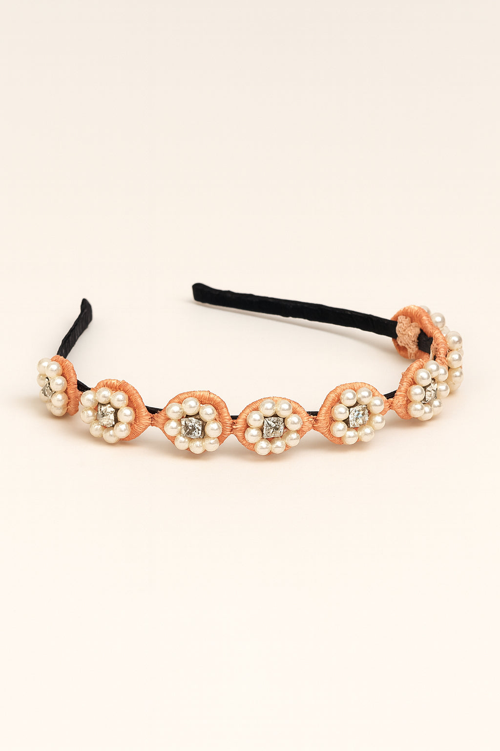 Choko Beaded Floral Pearl Hairband for Girls - Pink - Choko