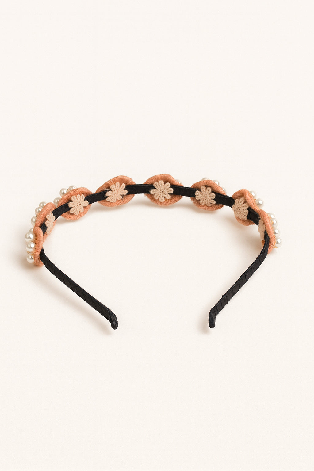Choko Beaded Floral Pearl Hairband for Girls - Pink - Choko