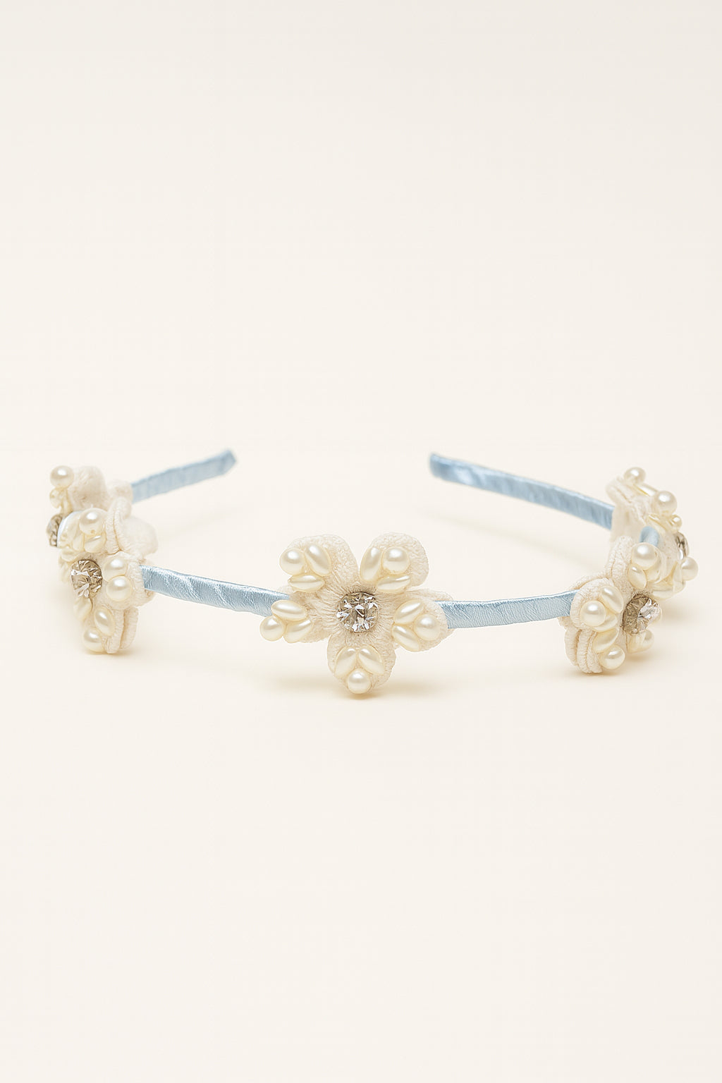 Choko Floral Beaded Hairband for Girls — Light Blue - Choko