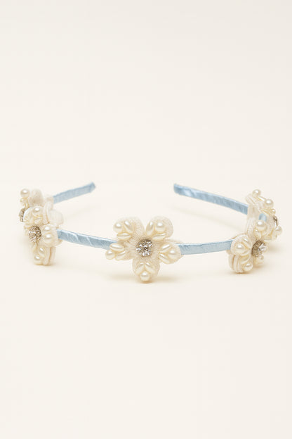 Choko Floral Beaded Hairband for Girls — Light Blue - Choko