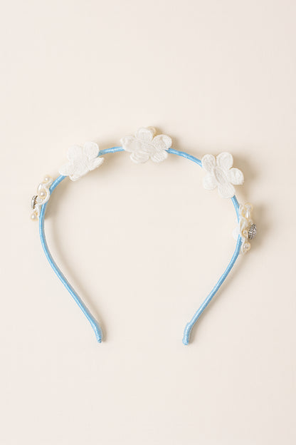 Choko Floral Beaded Hairband for Girls — Light Blue - Choko