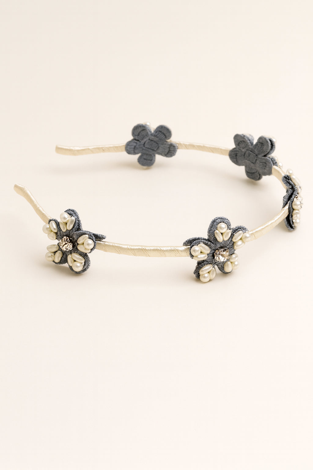 Choko Beaded Floral Hairband for Girls — Denim Blue - Choko