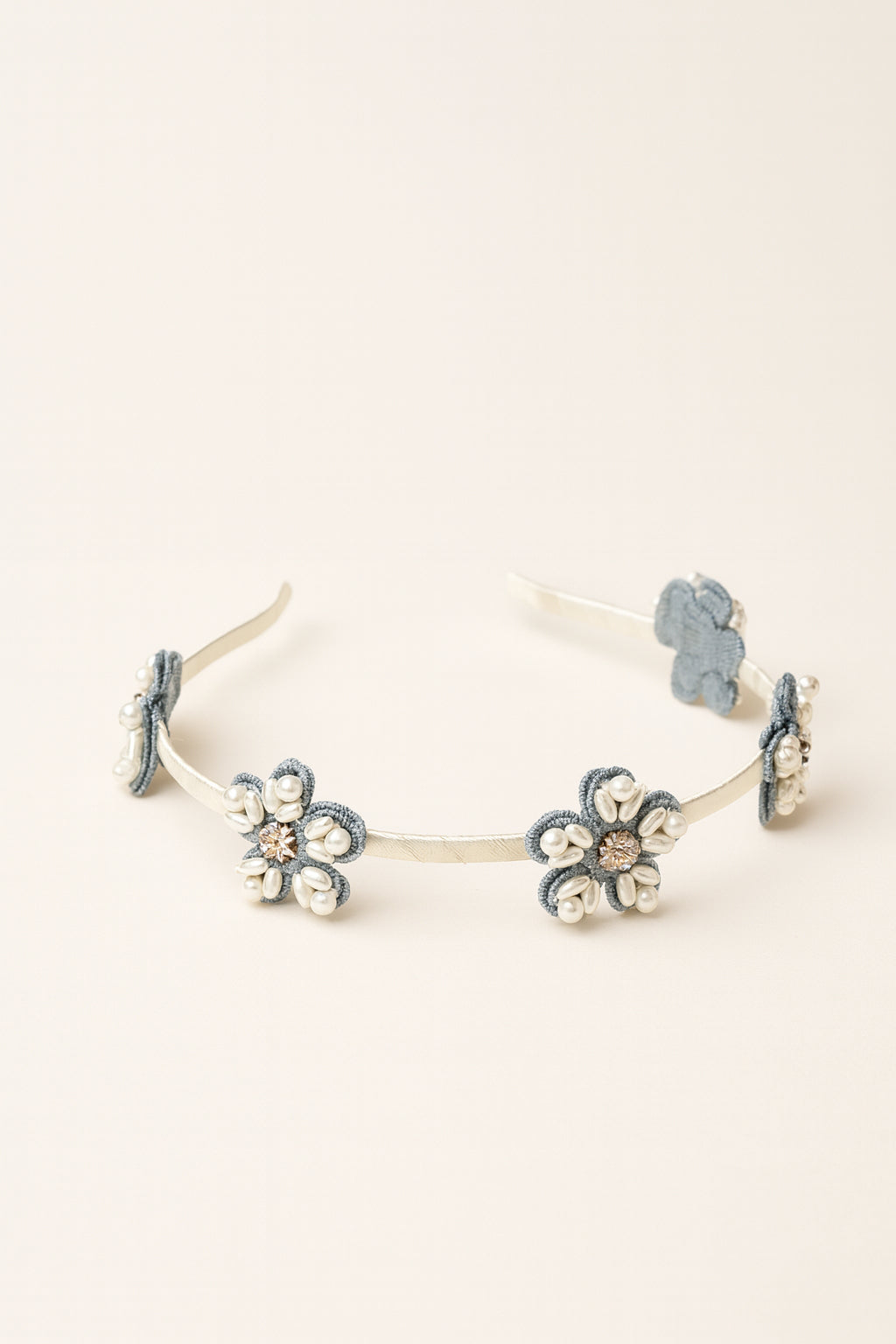 Choko Beaded Floral Hairband for Girls — Denim Blue - Choko