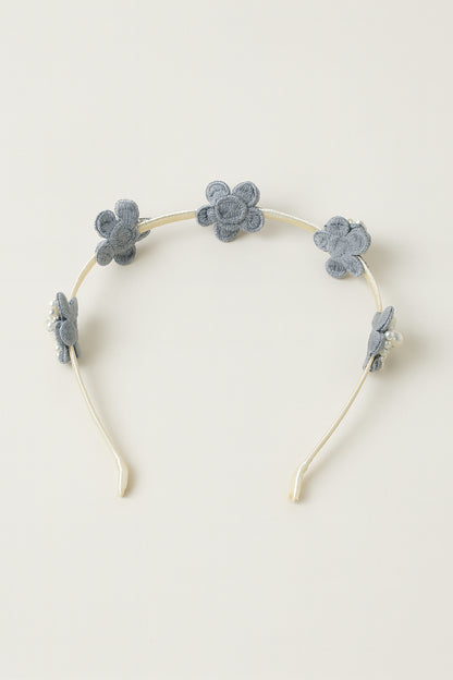 Choko Beaded Floral Hairband for Girls — Denim Blue - Choko