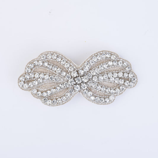 Choko Graceful Rhinestone Bow Hair Clip with Shimmering Bow for Girls, 1 Pc - Silver Elegance