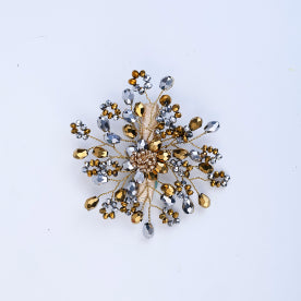 Choko Elegant Floral Beaded Hair Clip with Gold Floral Beads for Girls, 1 Pc - Golden Delight