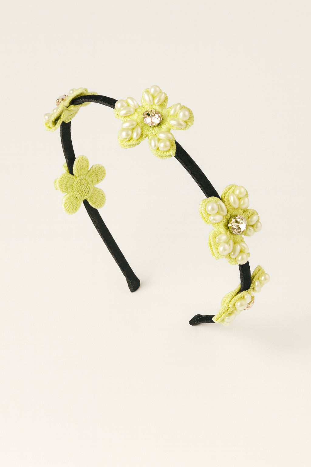 Choko Beaded Floral Hairband for Girls — Green - Choko