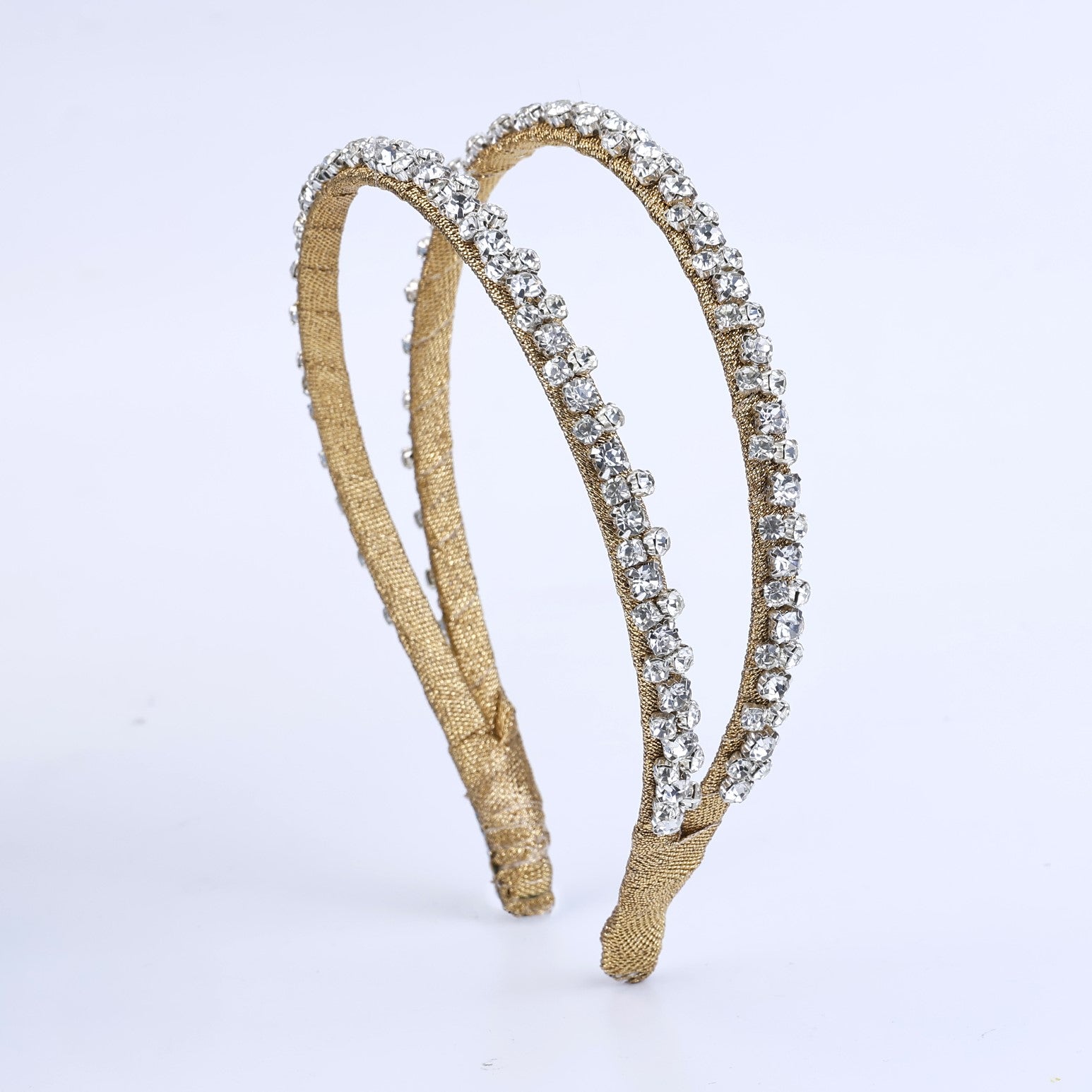 Choko Double Rhinestone Row Hair Band Hair Accessory with Rhinestone Rows for Girls - Golden Grace