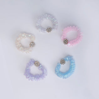 Choko Shimmer Flower Scrunchie Set with Floral Sparkle for Girls - Multicolor - Kids Accessory