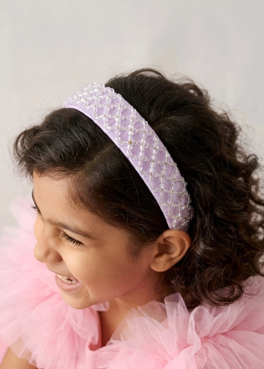 Choko Beaded Crystal Hairband for Girls - Lavender - Choko