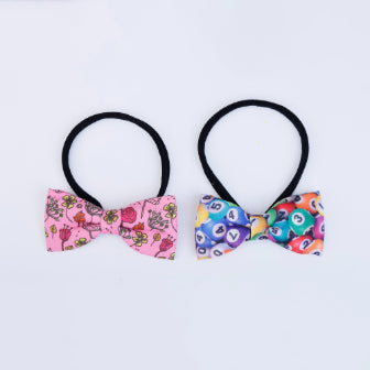 Choko Baby Bow Headband Set in Floral Pink & Billiard Blue, 2 Pcs - Baby kids hair accessory