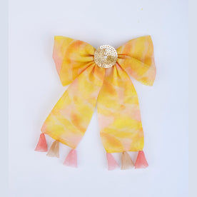 Choko Sequin Center Bow Hair Clip with Ombre Effect & Sparkling Center for Girls - Sunshine Yellow