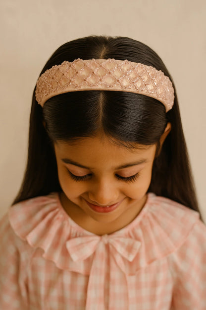 Choko Beaded Crystal Hairband for Girls - Pink - Choko