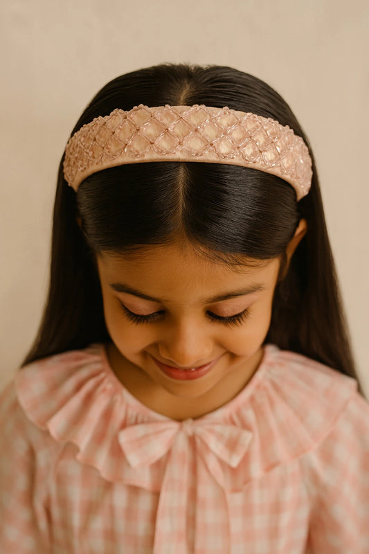Choko Beaded Crystal Hairband for Girls - Pink - Choko