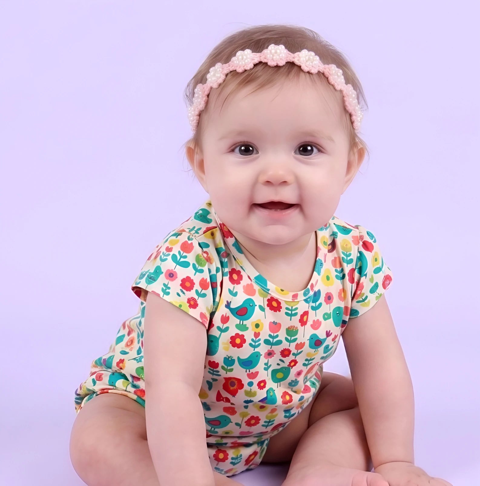 Choko White Floral Beaded Hair Band Pearl Blossom Peach with Cream and White Pearls for Baby Girls - Choko