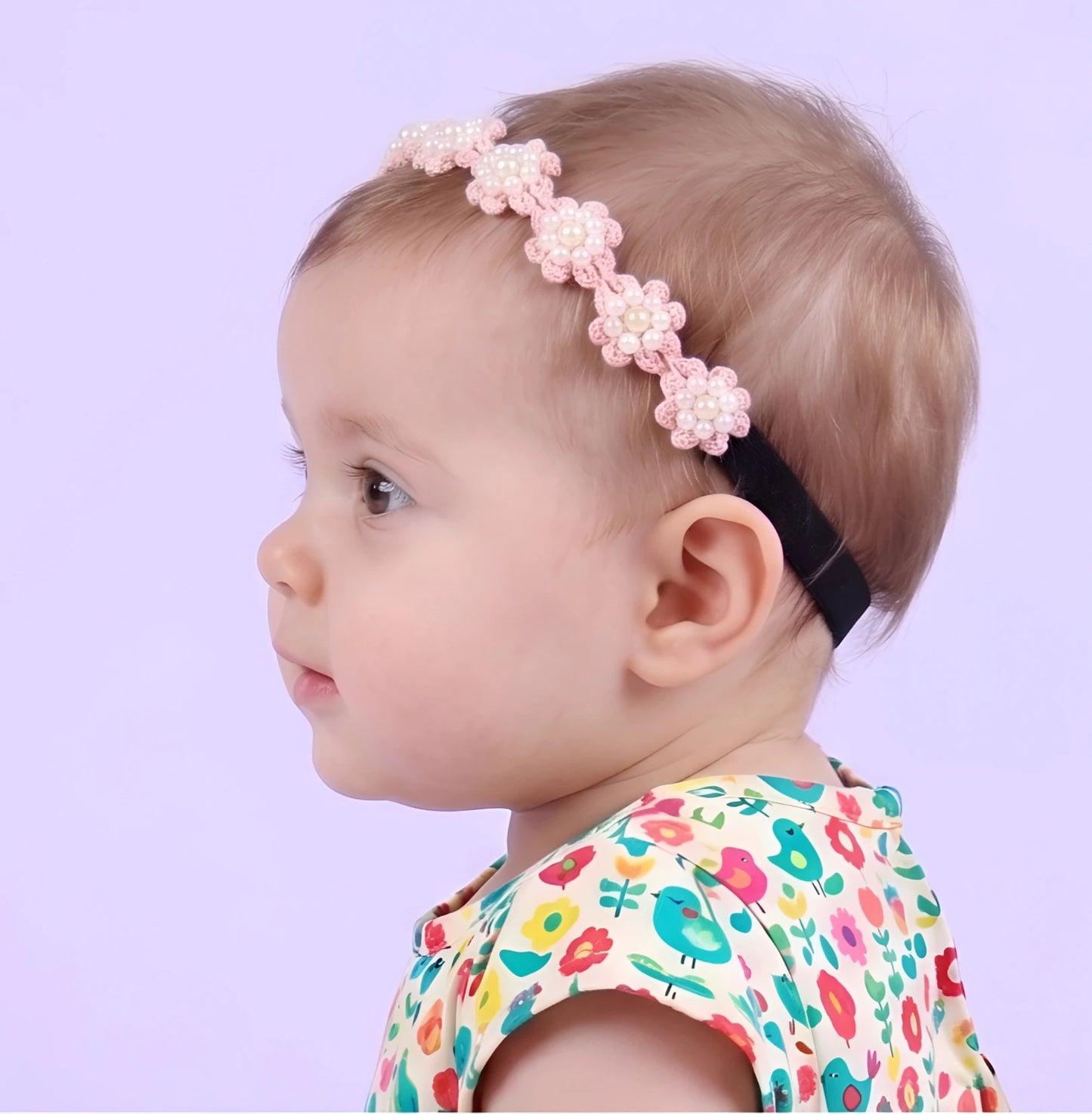 Choko White Floral Beaded Hair Band Pearl Blossom Peach with Cream and White Pearls for Baby Girls - Choko