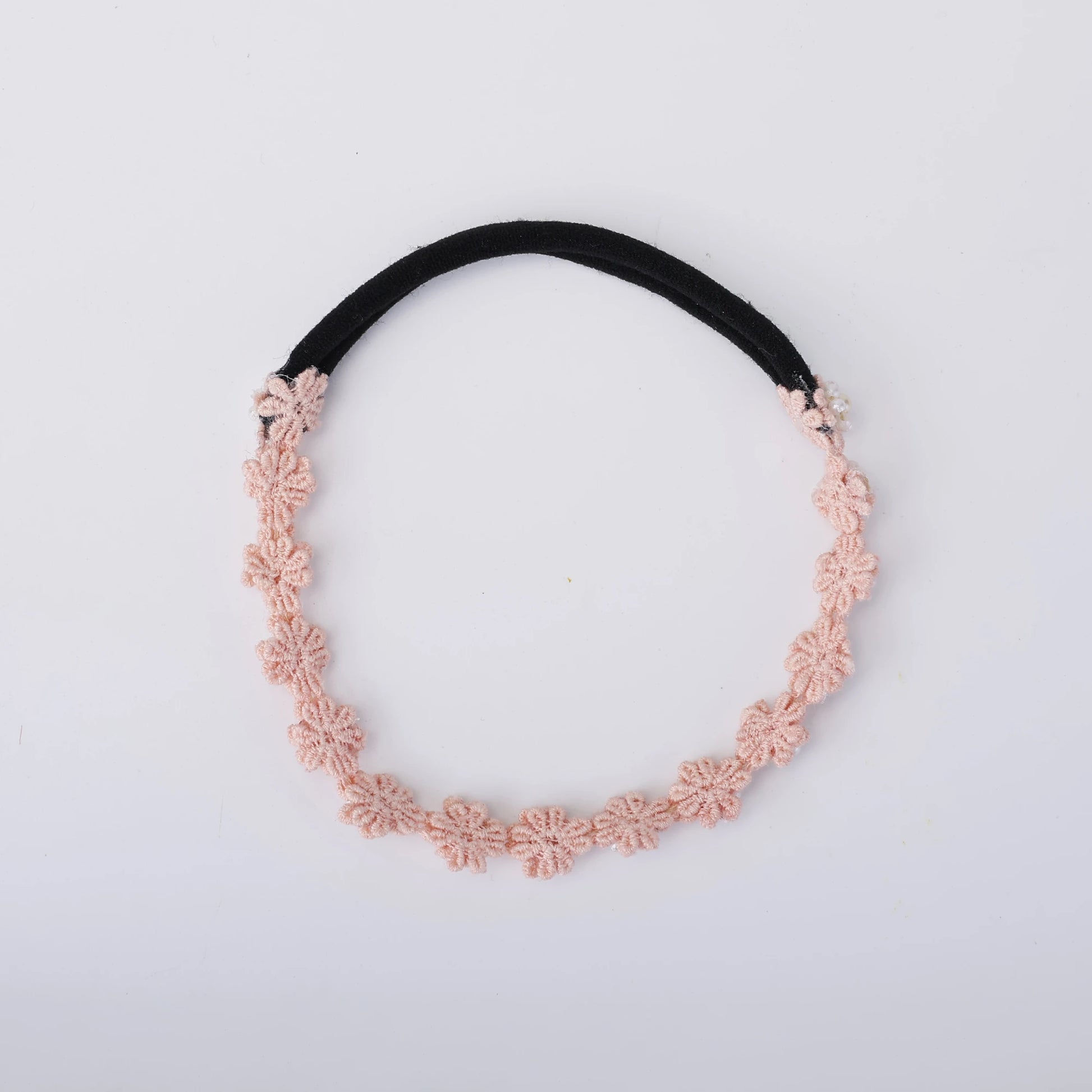 Choko White Floral Beaded Hair Band Pearl Blossom Peach with Cream and White Pearls for Baby Girls - Choko