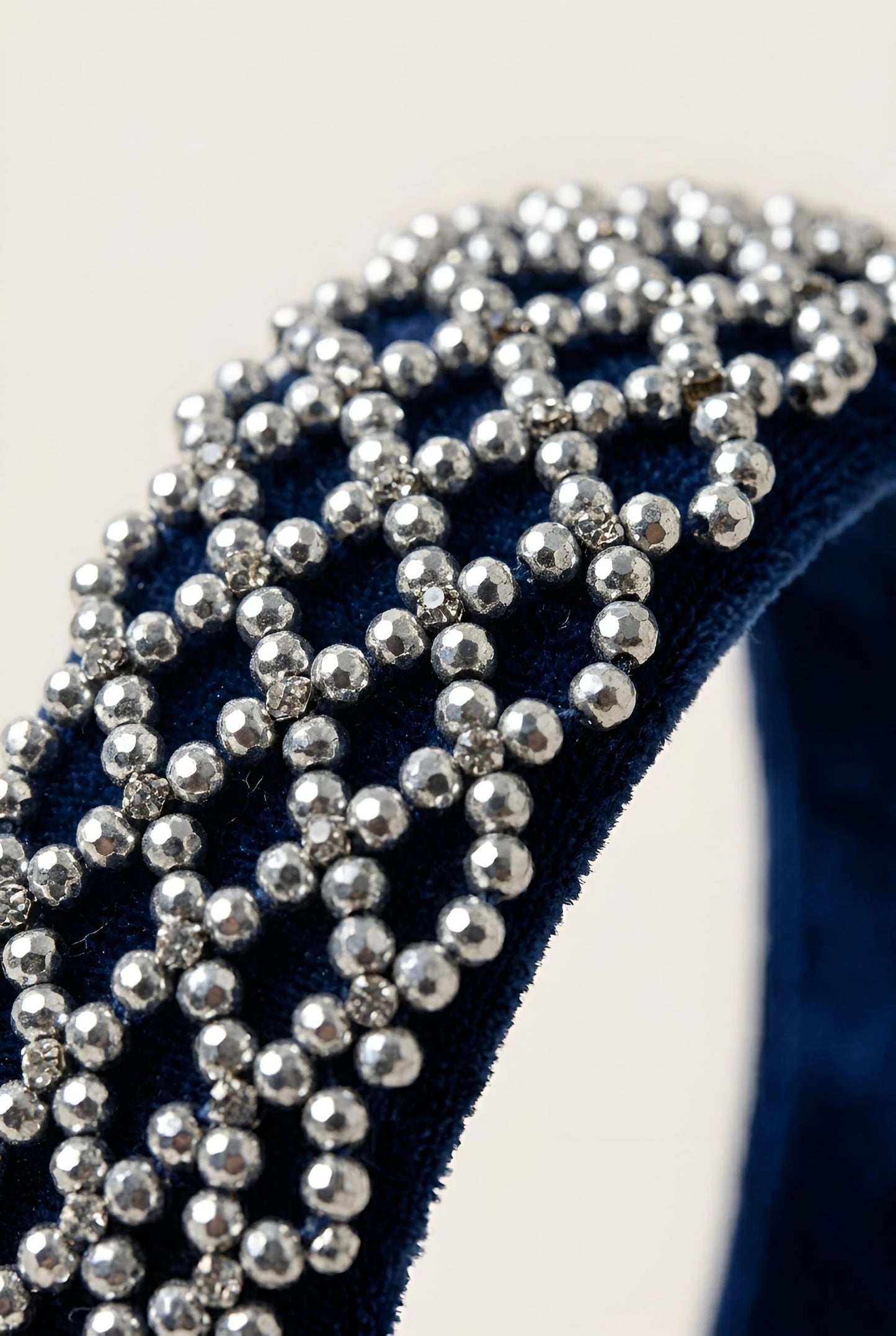 Choko Beaded Rhinestone Hairband for Girls - Navy Blue - Choko
