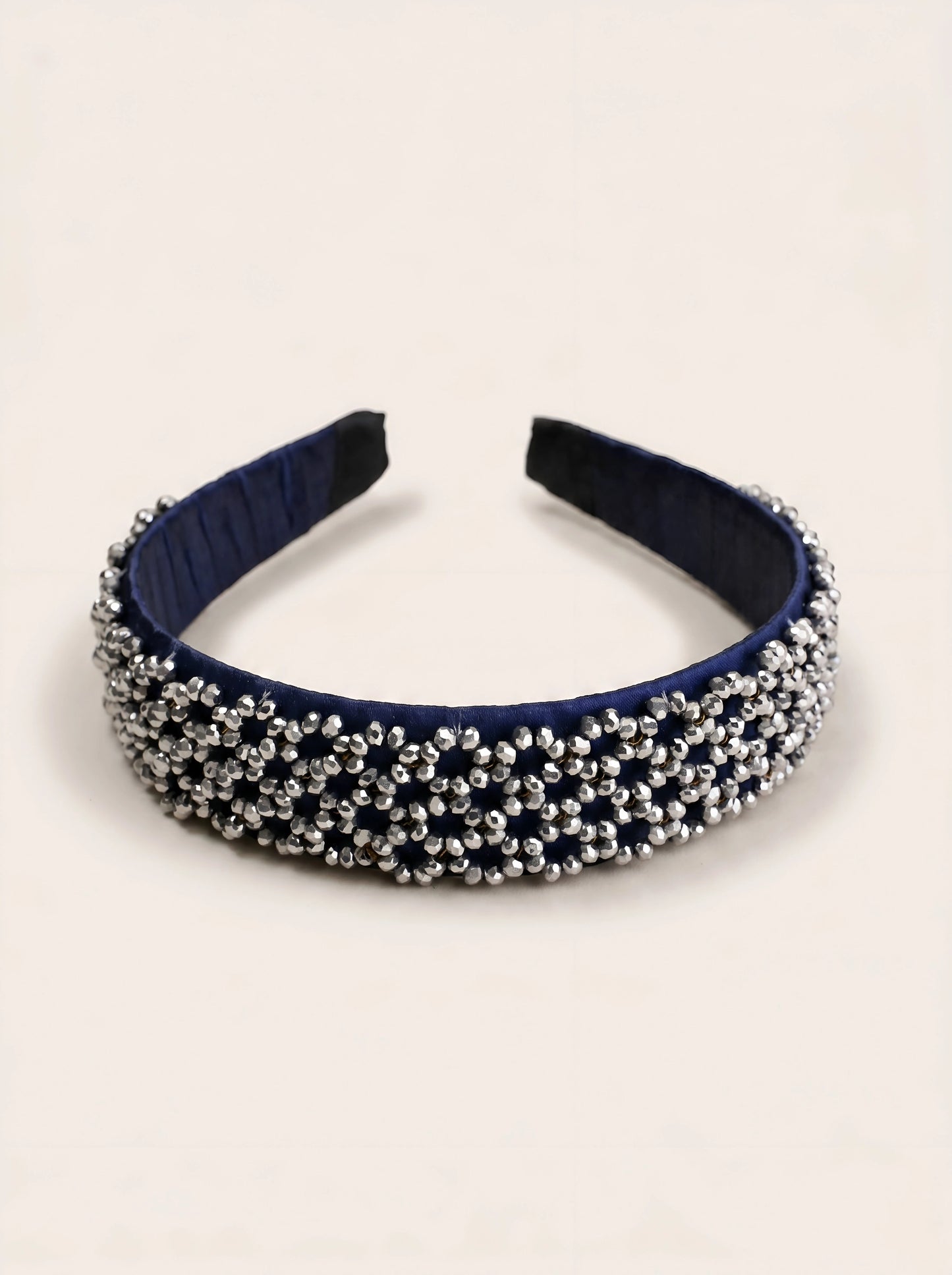 Choko Beaded Rhinestone Hairband for Girls - Navy Blue - Choko