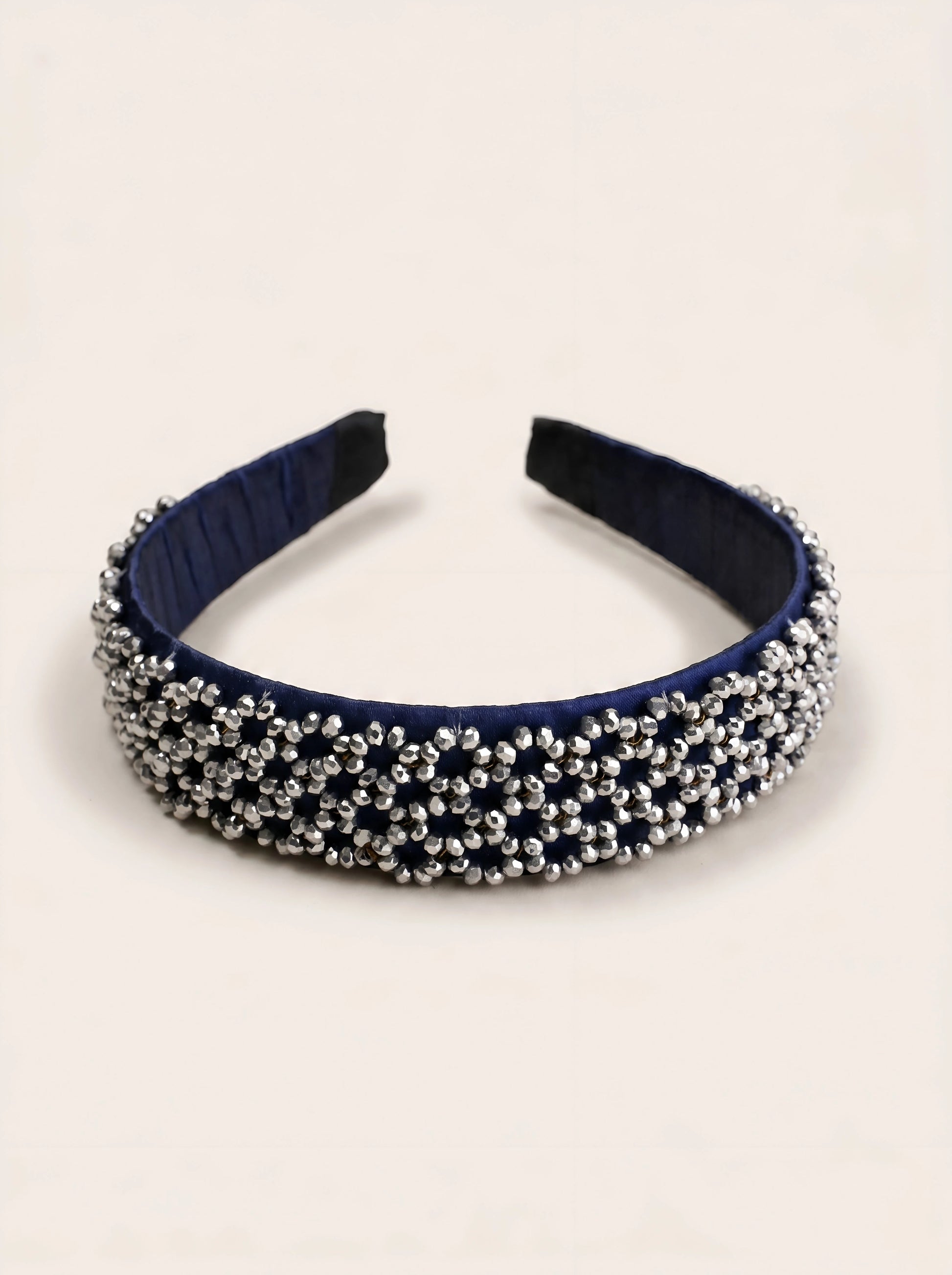 Choko Beaded Rhinestone Hairband for Girls - Navy Blue - Choko