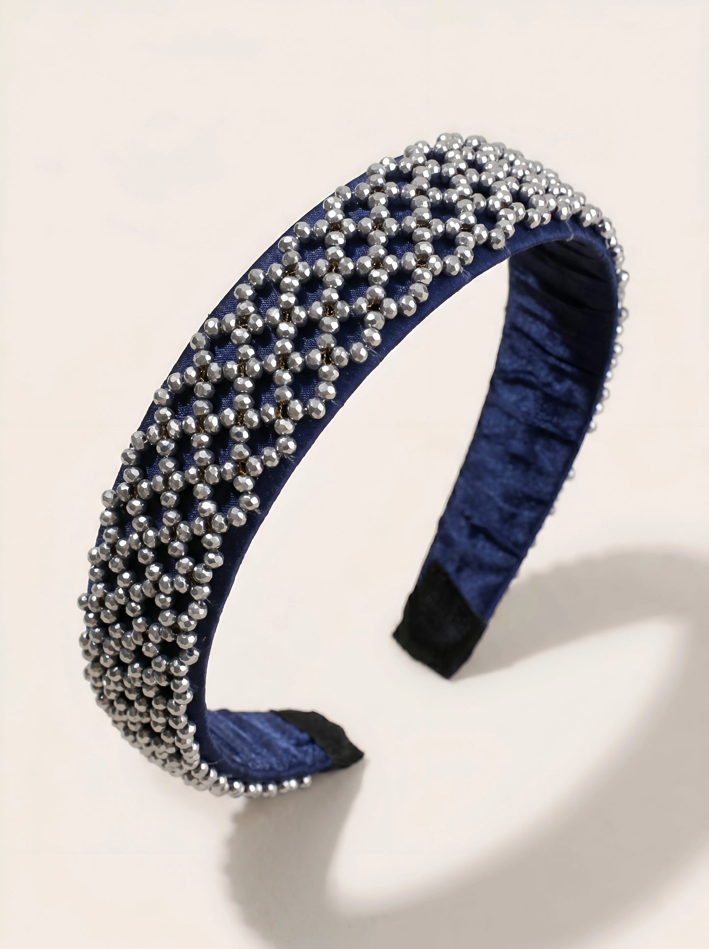 Choko Beaded Rhinestone Hairband for Girls - Navy Blue - Choko