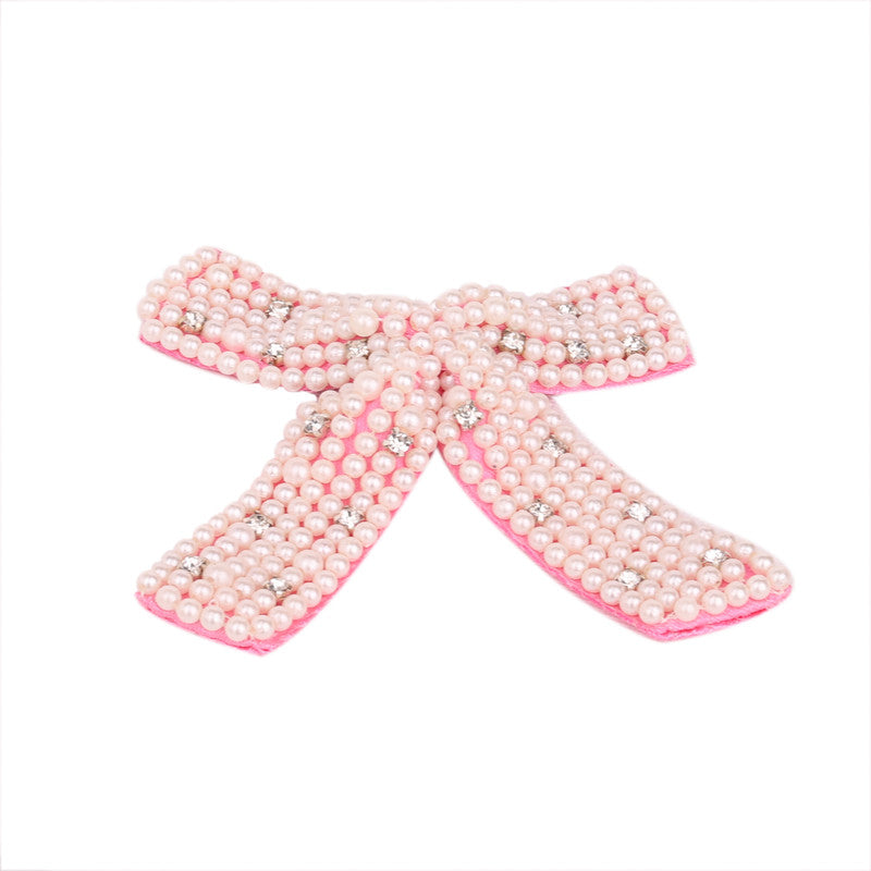 Choko Pink Pearl Bow Dressy Alligator Clip Elegant Sparkle for Girls - Pink kids hair accessory
