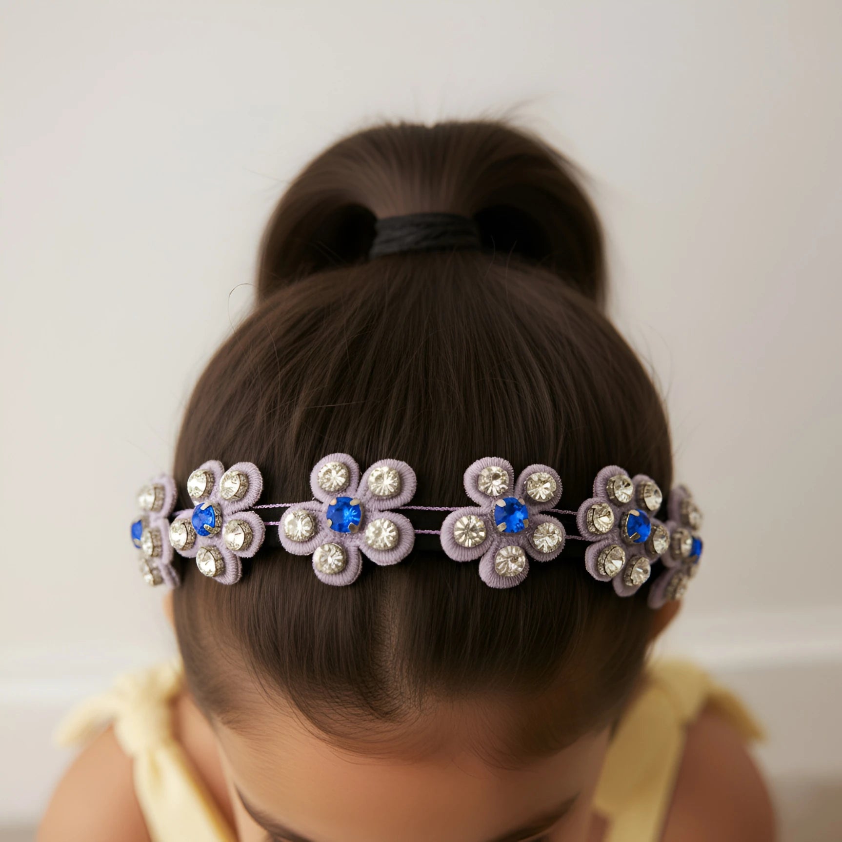Choko Beaded Floral Rhinestone Hairband for Girls - Lavender - Choko