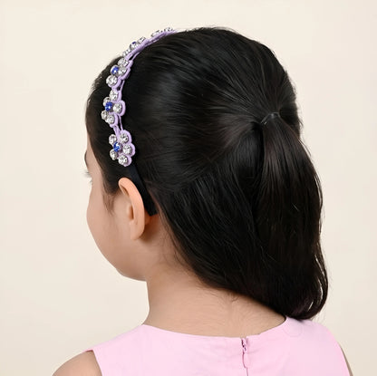 Choko Beaded Floral Rhinestone Hairband for Girls - Lavender - Choko