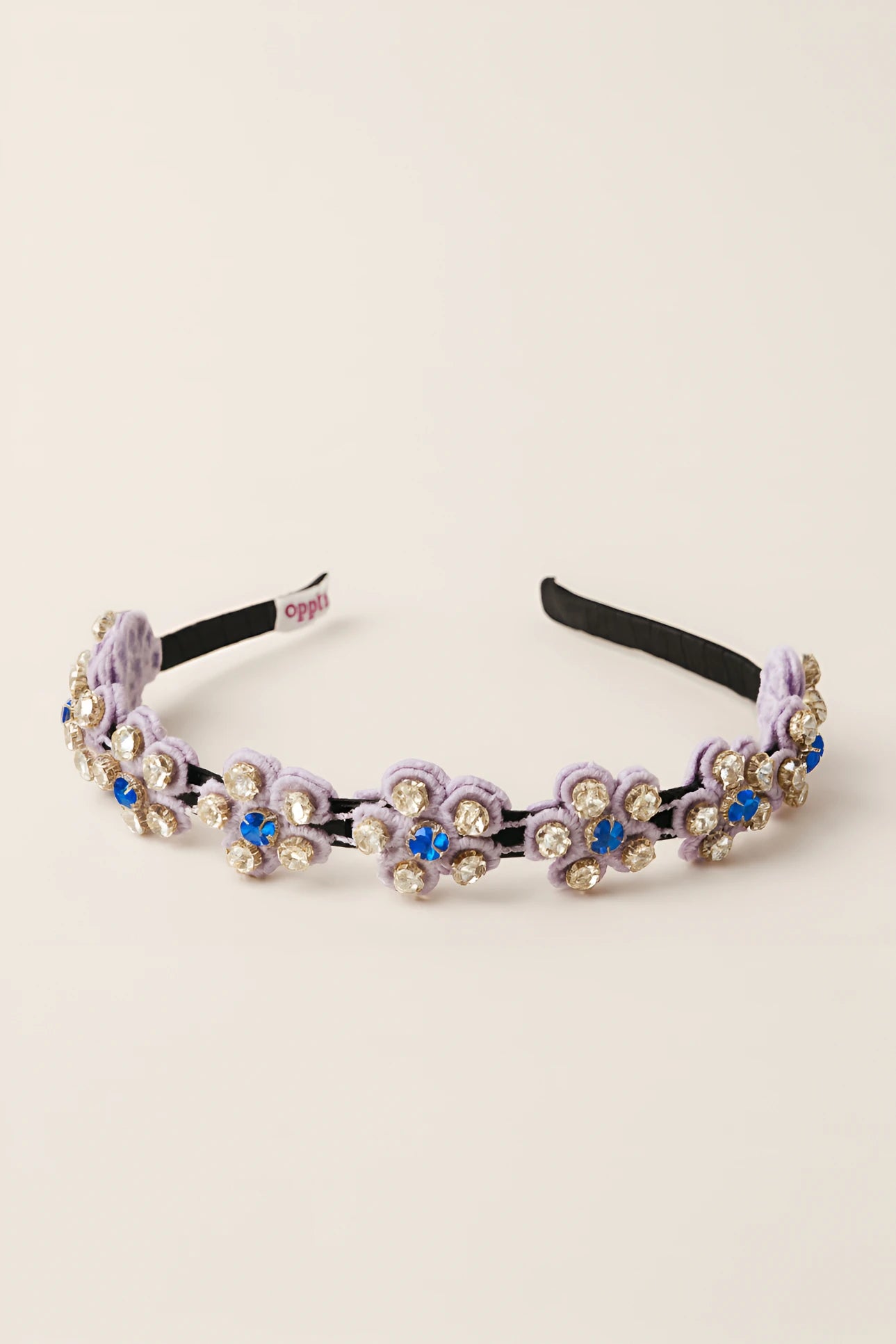 Choko Beaded Floral Rhinestone Hairband for Girls - Lavender - Choko