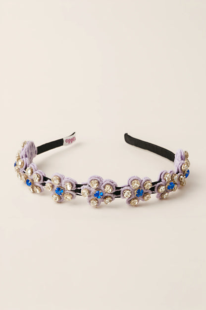 Choko Beaded Floral Rhinestone Hairband for Girls - Lavender - Choko