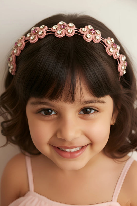 Choko Rhinestone Floral Hairband for Girls - Pink - Choko