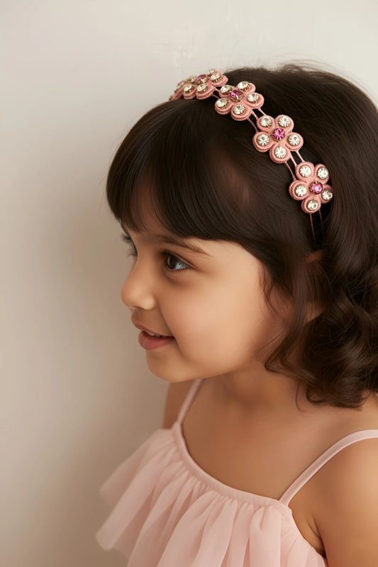 Choko Rhinestone Floral Hairband for Girls - Pink - Choko