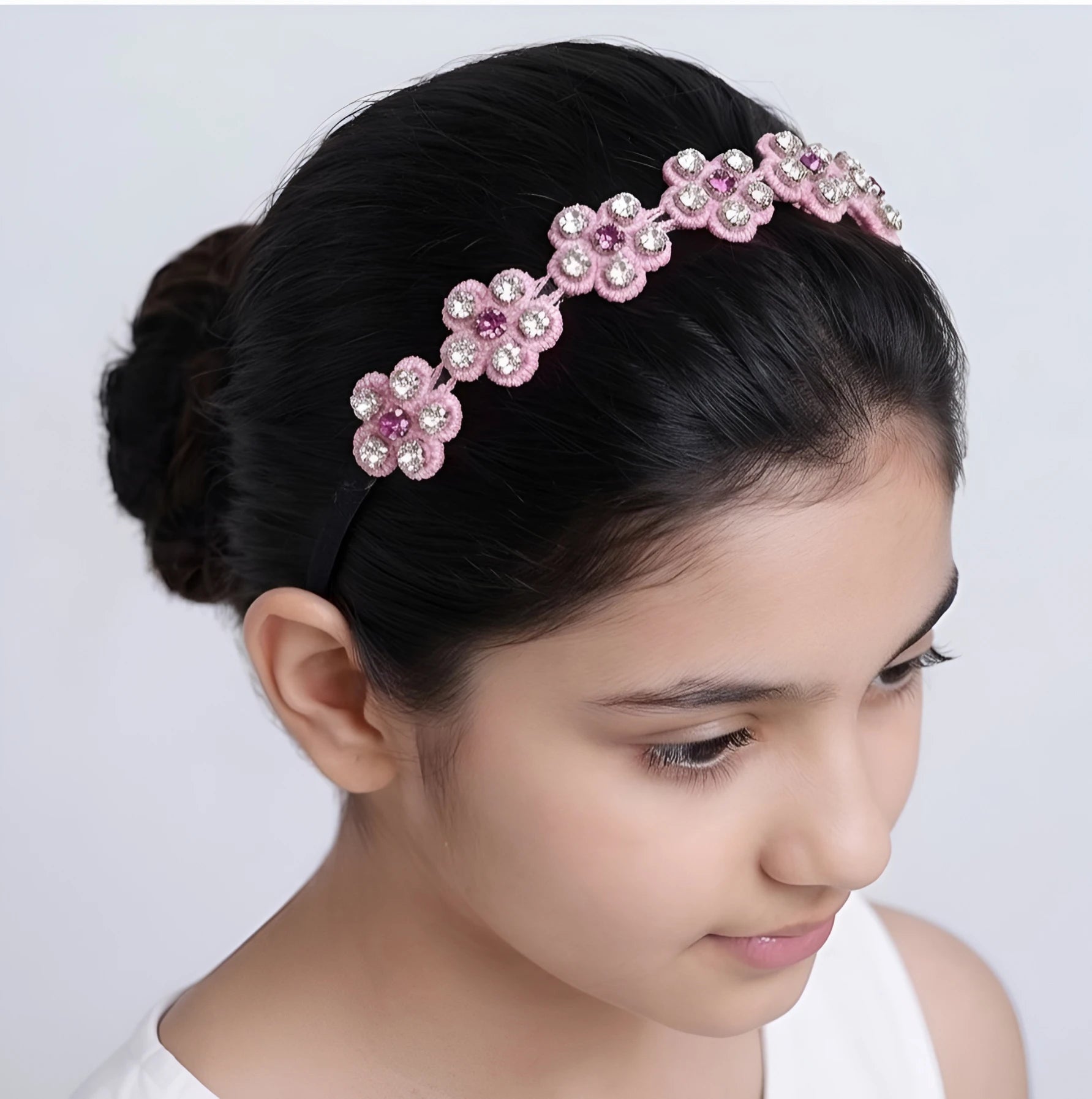 Choko Rhinestone Floral Hairband for Girls - Pink - Choko