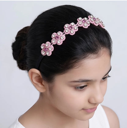 Choko Rhinestone Floral Hairband for Girls - Pink - Choko