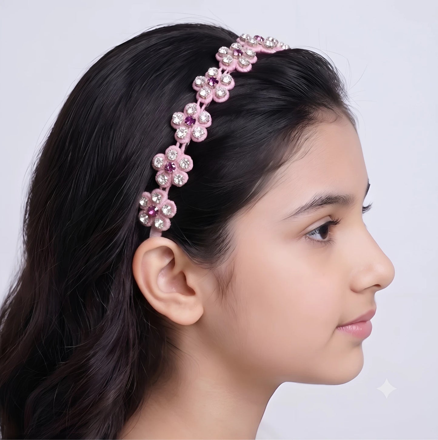 Choko Rhinestone Floral Hairband for Girls - Pink - Choko
