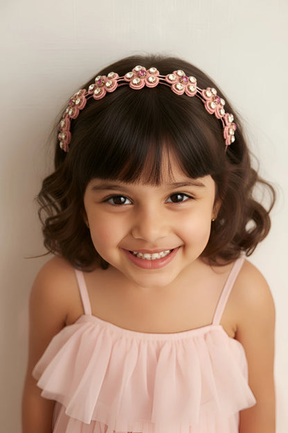 Choko Rhinestone Floral Hairband for Girls - Pink - Choko