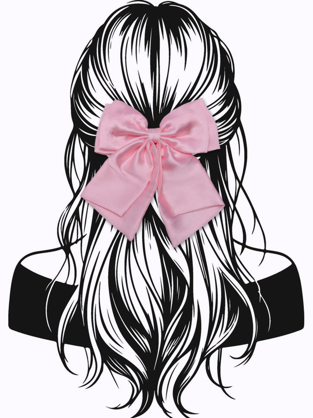 Choko Baby Pink Satin Bow Hair Clip - Oversized Alligator Clip for Girls’ Styling & Play