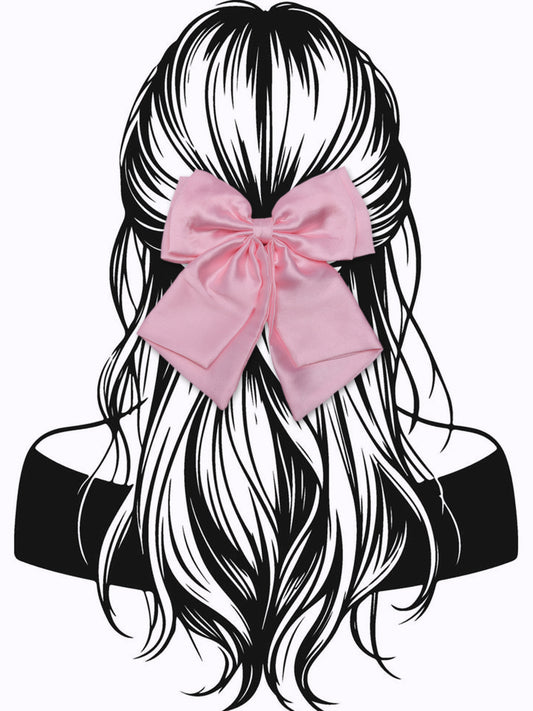 Choko Baby Pink Satin Bow Hair Clip - Oversized Alligator Clip for Girls’ Styling & Play
