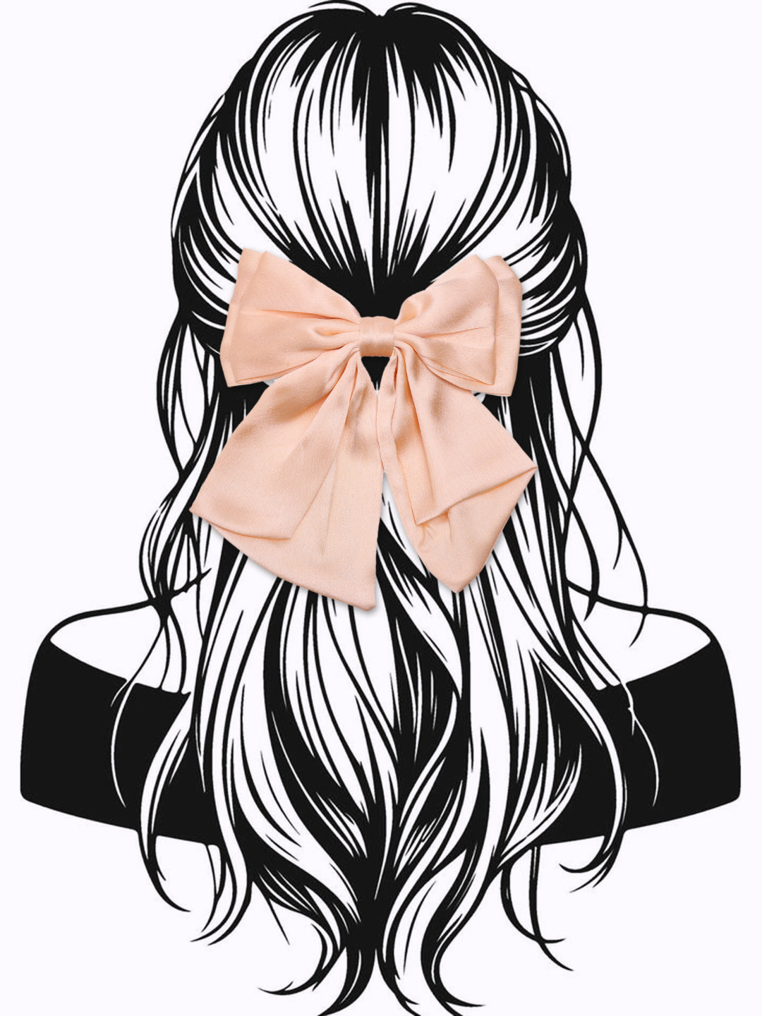 Choko Peach Satin Bow Hair Clip - Oversized Alligator Clip for Girls’ Parties & Daily Wear